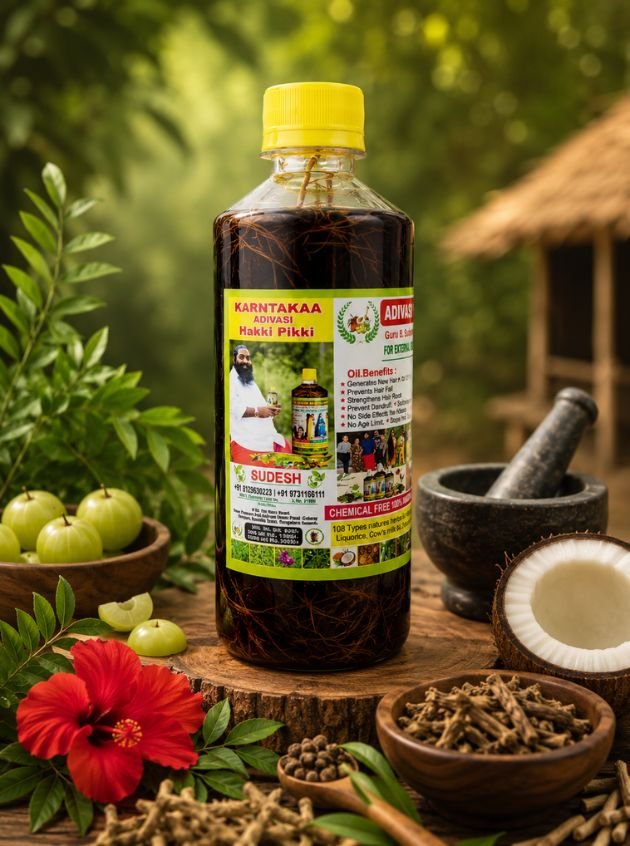 Sudesha Adivasi Herbal Hair Oil bottle with natural Ayurvedic ingredients for stronger, healthier hair